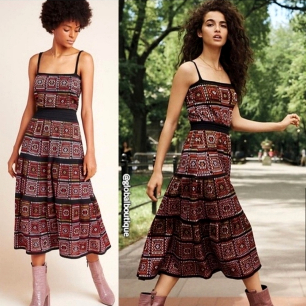 ANTHROPOLOGIE Cecilia Prado Crochet Midi Dress
